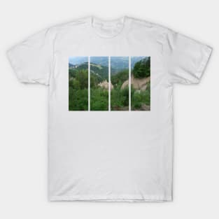 The incredible earth pyramids of Collepietra (Piramidi di Terra) in the Dolomites. Striking place. Italian Alps. Sunny spring day with no people. Valley in the background. Trentino Alto Adige. T-Shirt